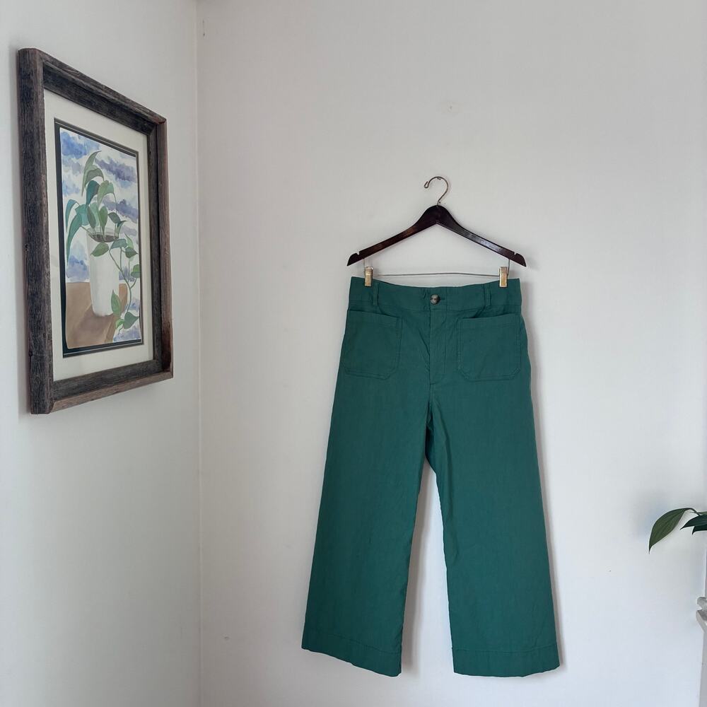 Maeve The Colette Green Cropped Wide Leg Trouser —size 32 - Picture 8 of 9